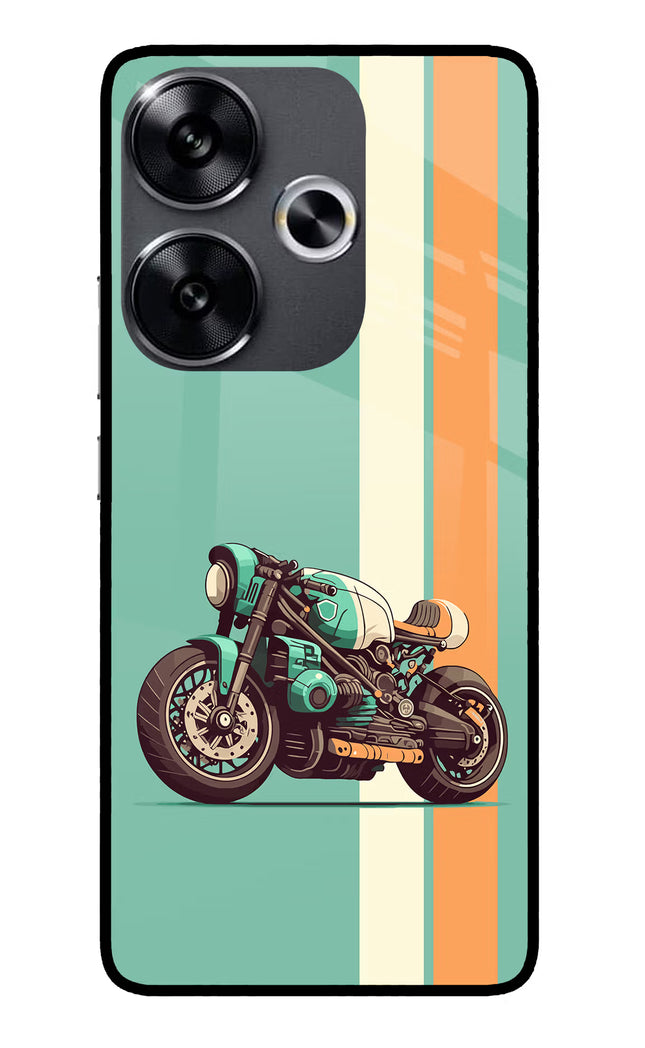 Striped Moto Drift Poco F6 5G Glass Case