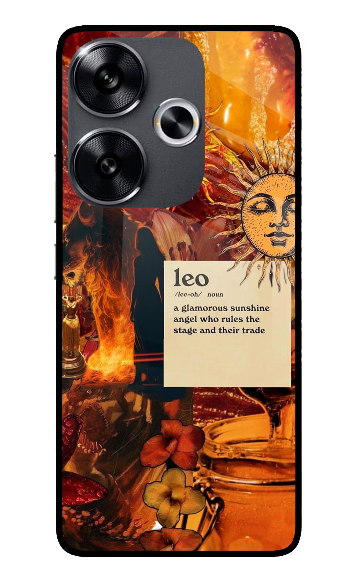Leo Zodiac Poco F6 5G Glass Case Back Cover by Casekaro
