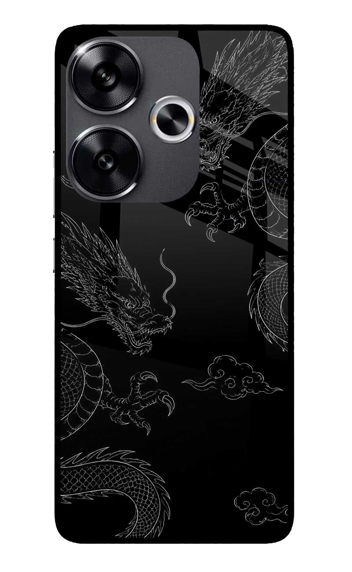 Twin Dragons Poco F6 5G Glass Case Back Cover by Casekaro