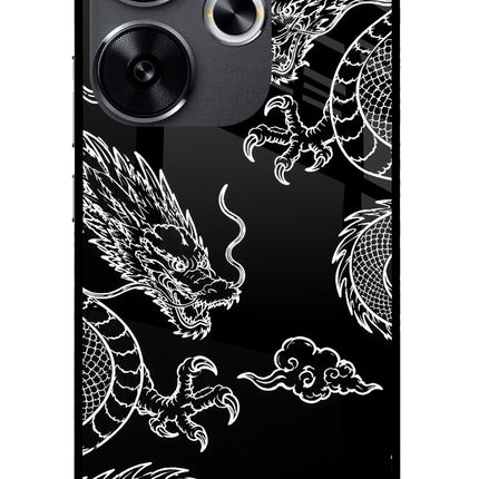 Twin Dragons Poco F6 5G Glass Case Back Cover by Casekaro