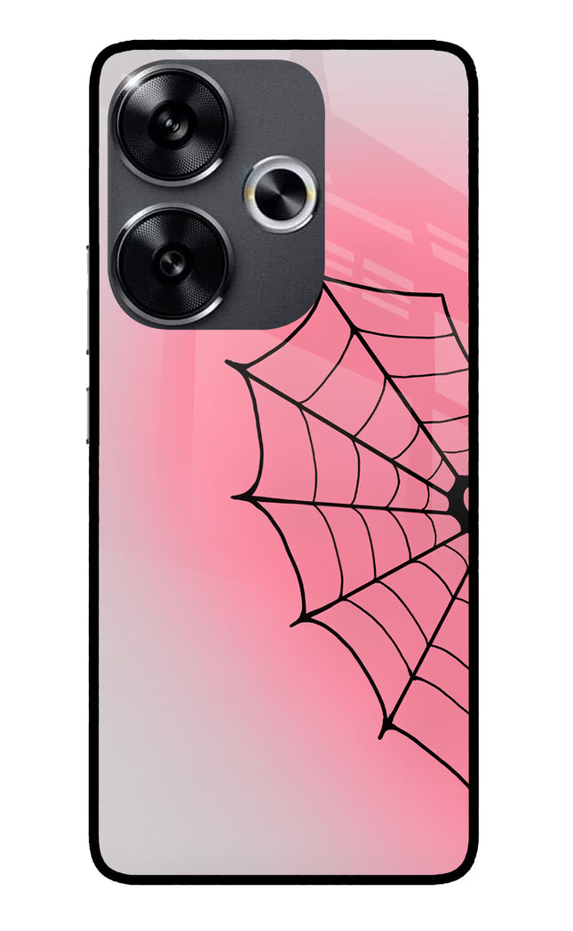Pink Web Poco F6 5G Glass Case