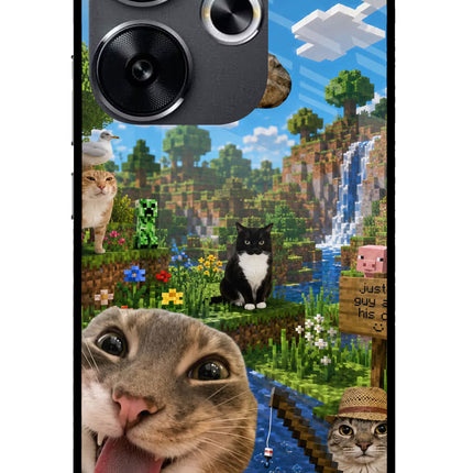 Minecraft Cat Chaos Poco F6 5G Glass Case