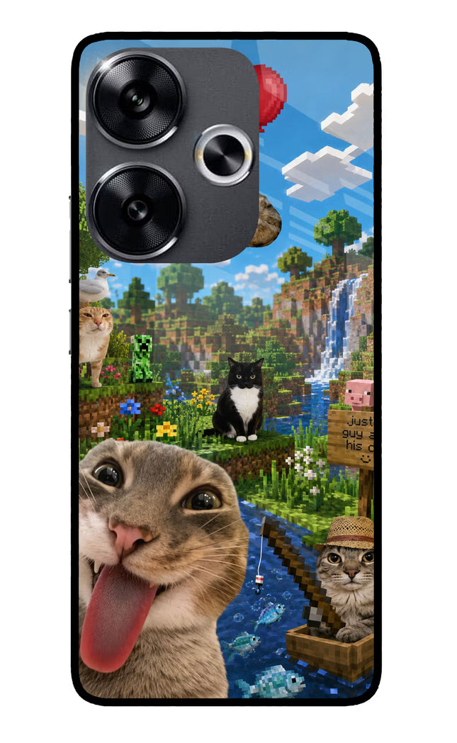 Minecraft Cat Chaos Poco F6 5G Glass Case