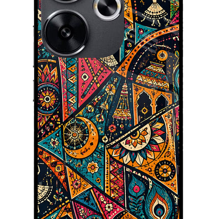 Folk Print Poco F6 5G Glass Case