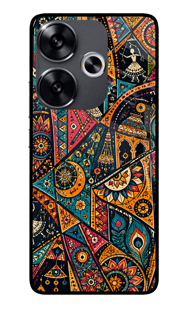 Folk Print Poco F6 5G Glass Case