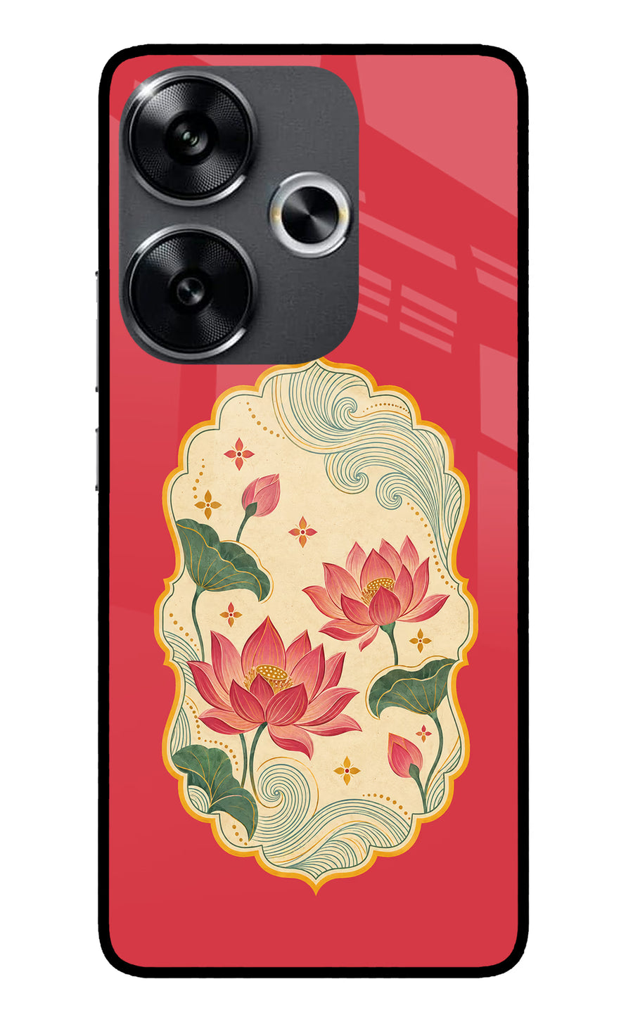 Pink Lotus Poco F6 5G Back Cover, Glass case