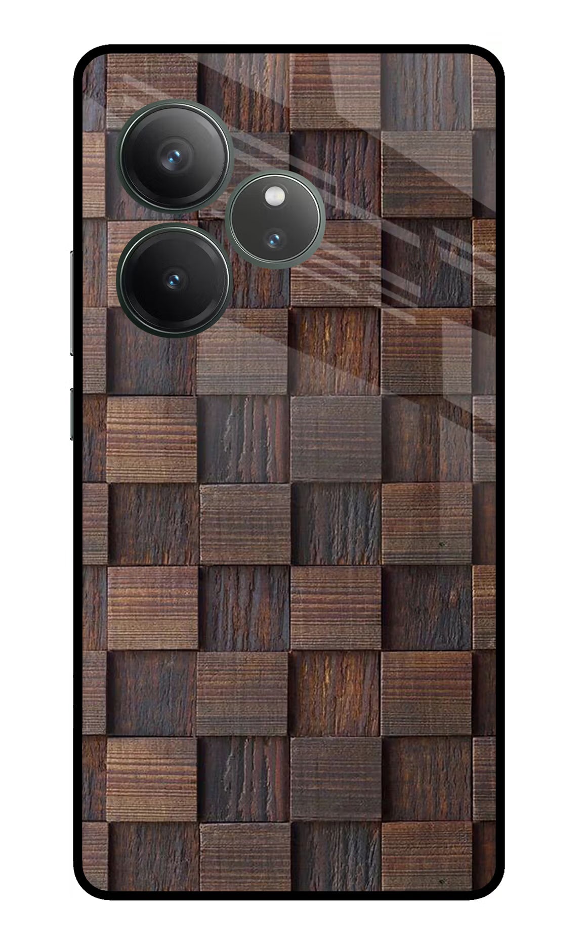Wooden Cube Design Realme GT 6 Glass Case Back Cover by Casekaro