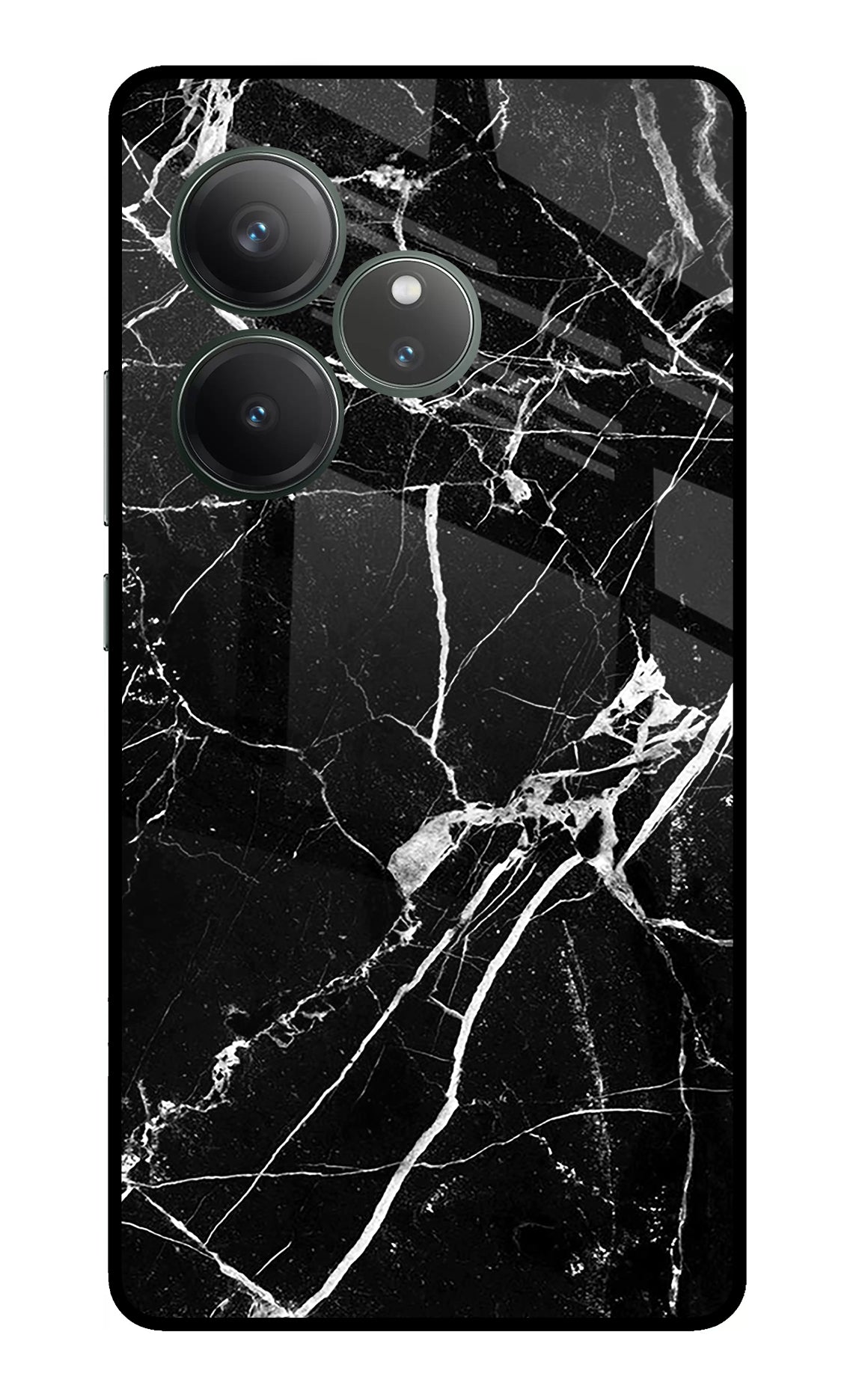 Black Marble Pattern Realme GT 6 Glass Case