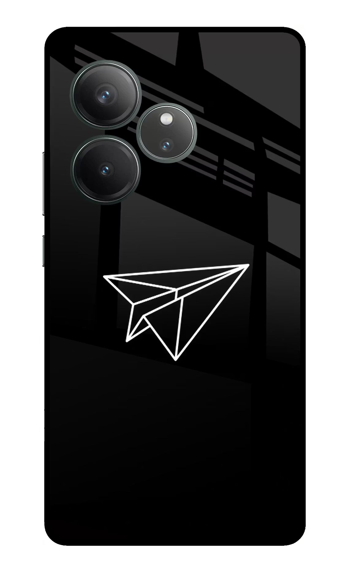 Paper Plane White Realme GT 6 Glass Case Back Cover by Casekaro