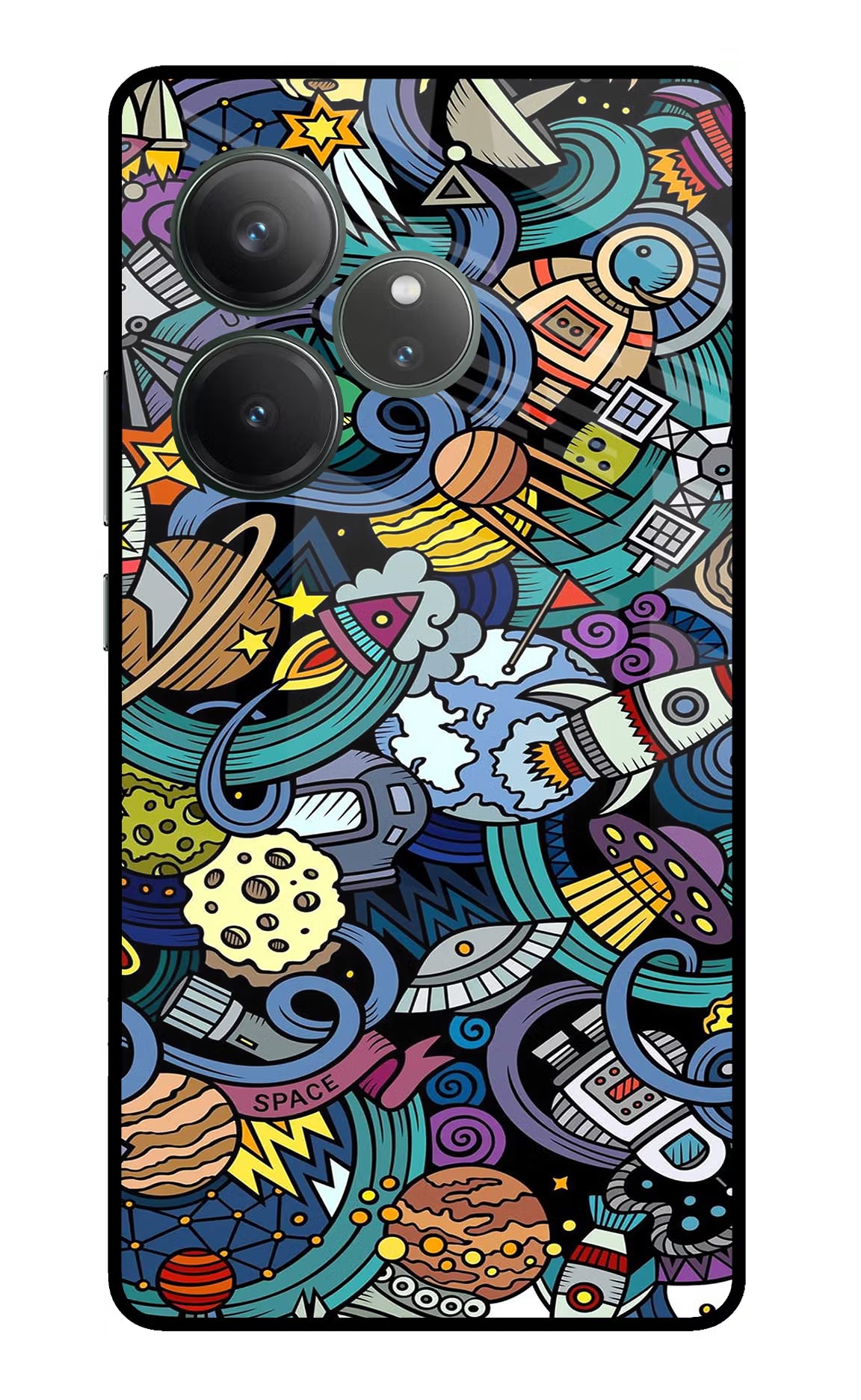 Space Abstract Realme GT 6 Glass Case Back Cover by Casekaro