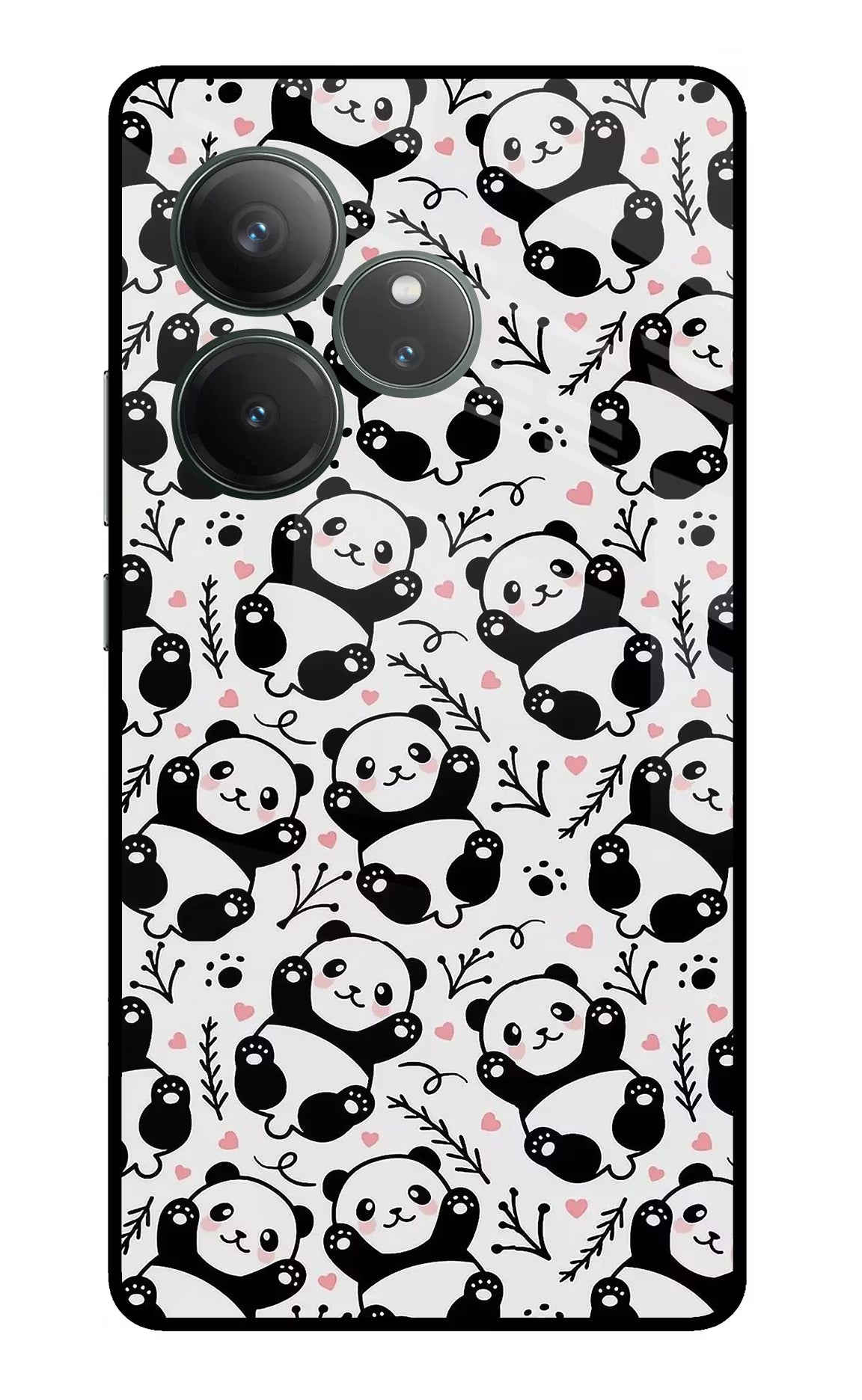 Cute Panda Realme GT 6 Glass Case Back Cover by Casekaro