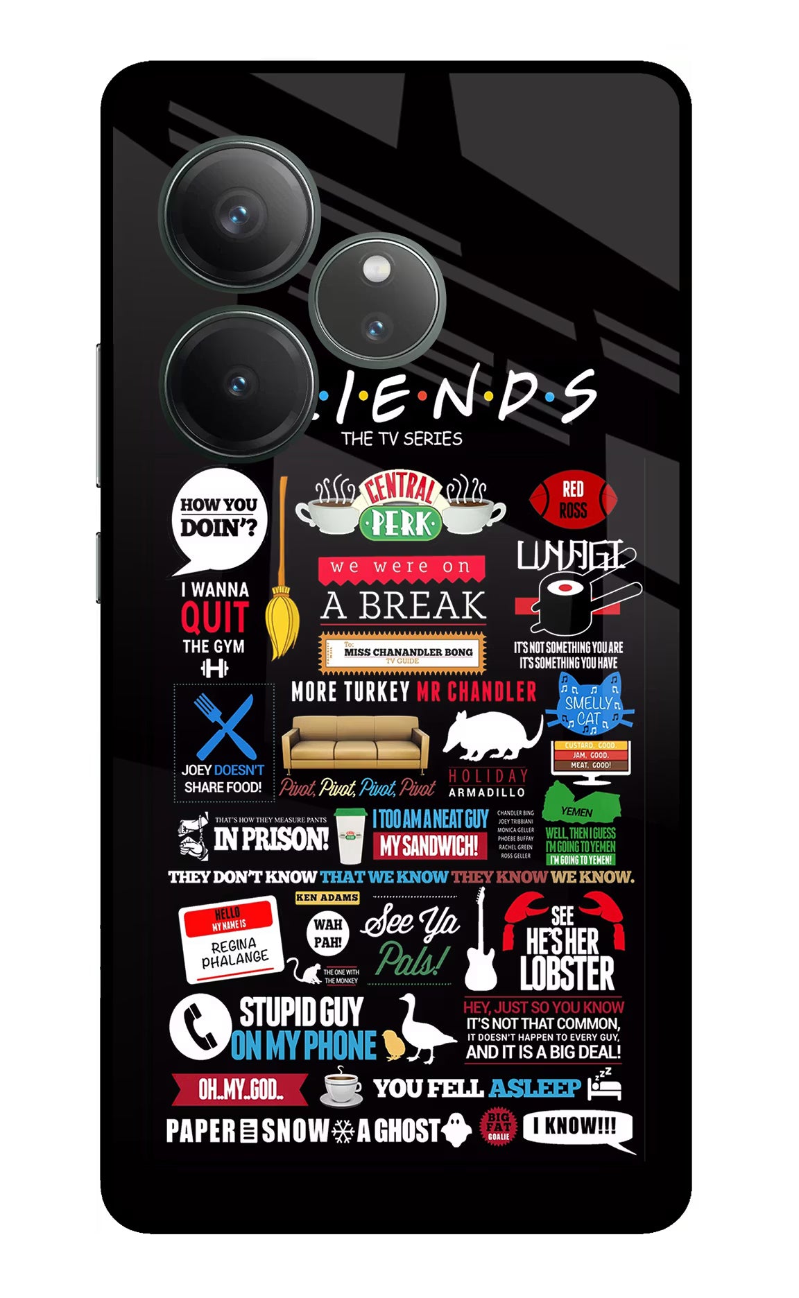 FRIENDS Realme GT 6 Glass Case Back Cover by Casekaro