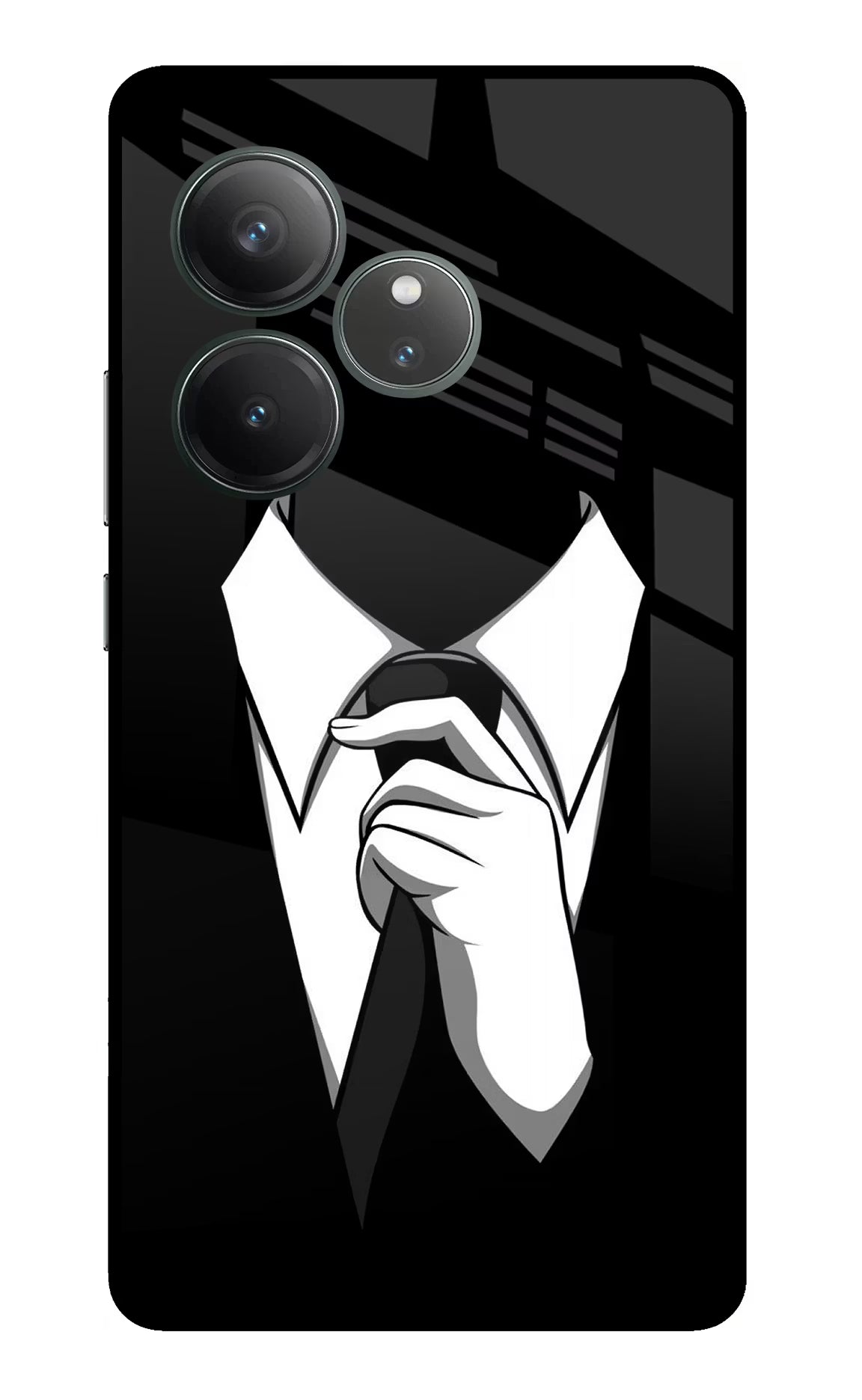 Black Tie Realme GT 6 Glass Case Back Cover by Casekaro