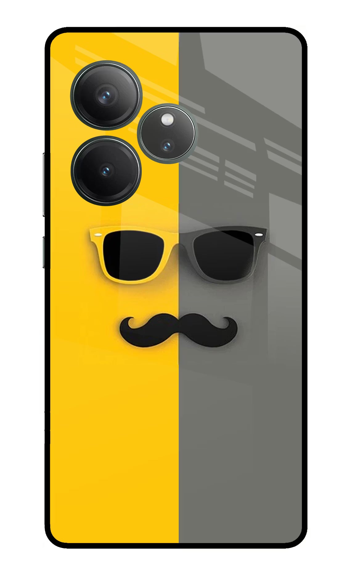 Sunglasses with Mustache Realme GT 6 Glass Case Back Cover by Casekaro