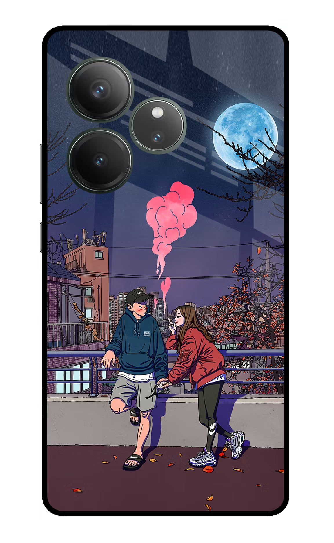 Chilling Couple Realme GT 6 Glass Case Back Cover by Casekaro