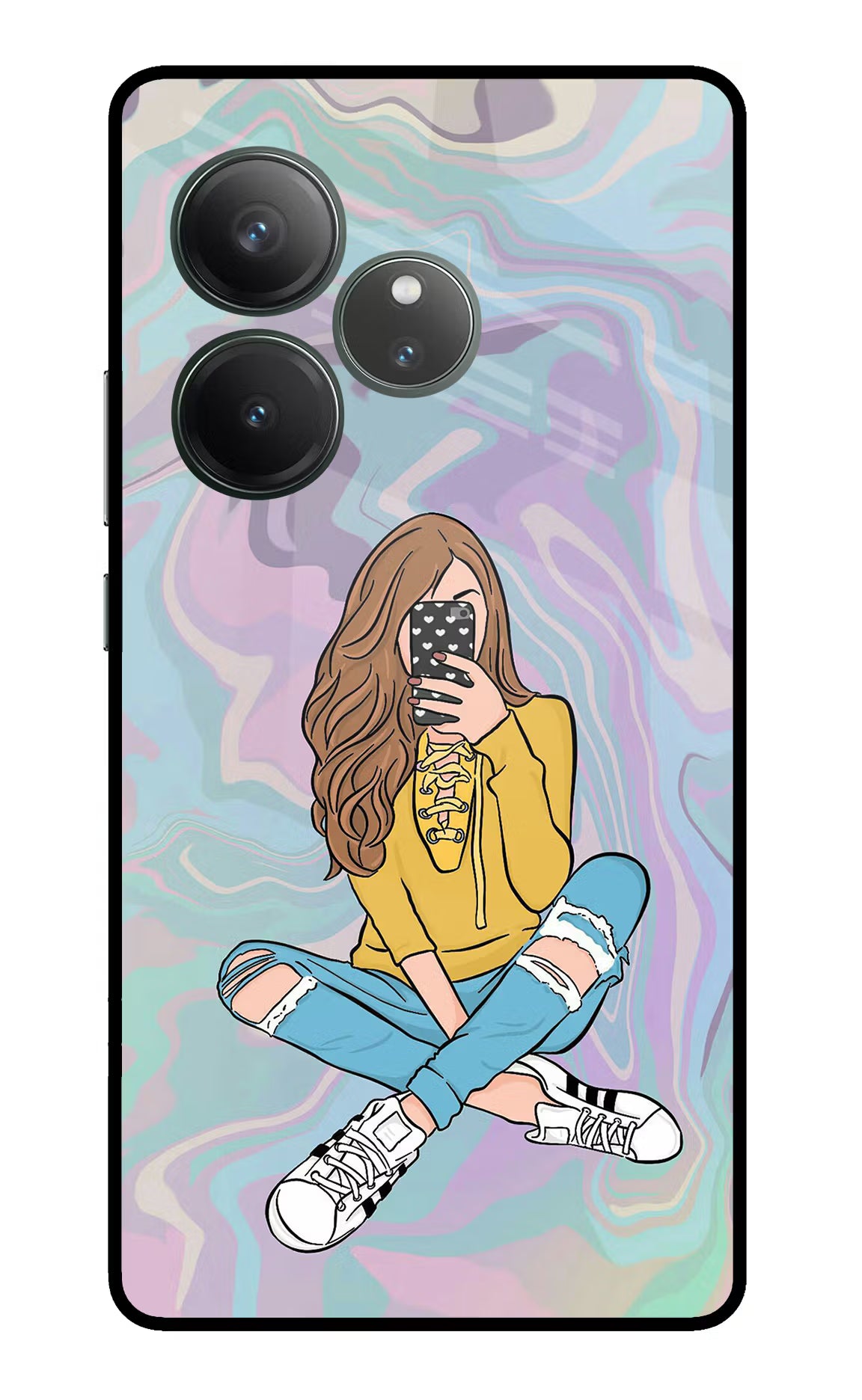 Selfie Girl Realme GT 6 Glass Case Back Cover by Casekaro