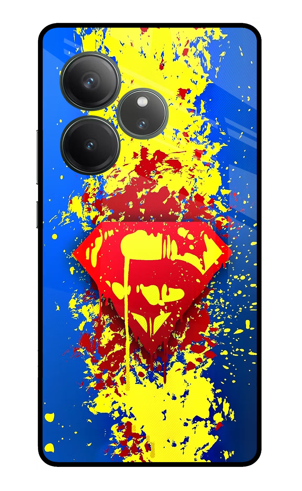 Superman logo Realme GT 6 Glass Case Back Cover by Casekaro