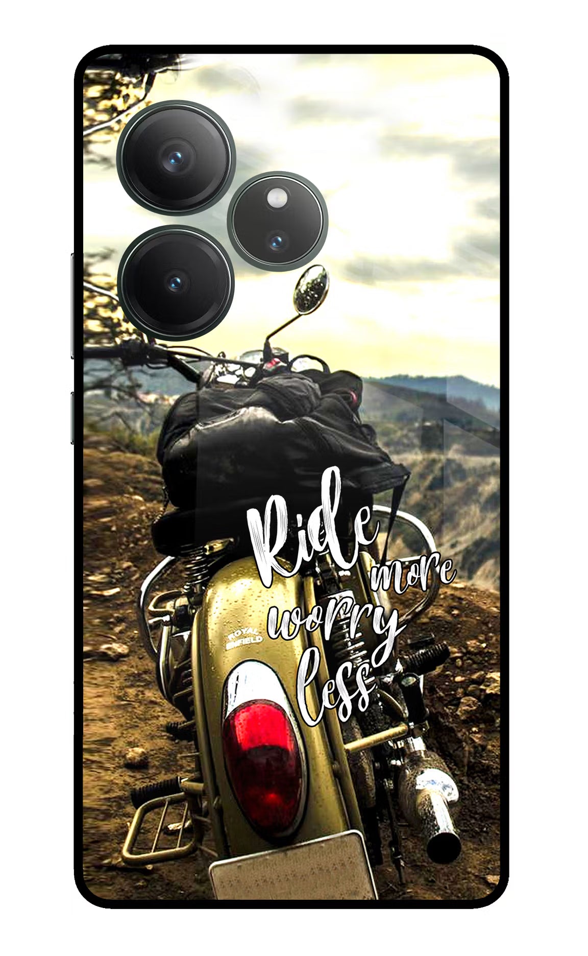 Ride More Worry Less Realme GT 6 Glass Case Back Cover by Casekaro