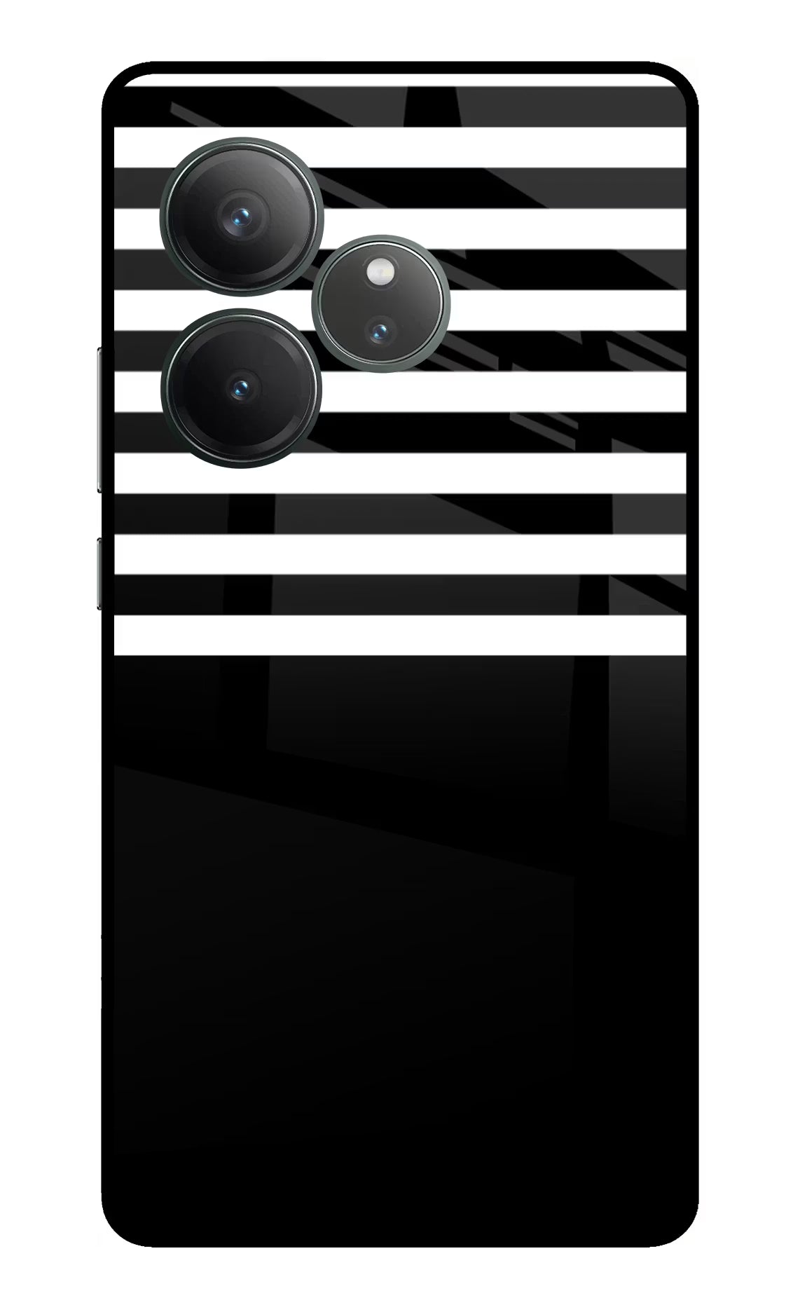 Black and White Print Realme GT 6 Glass Case Back Cover by Casekaro