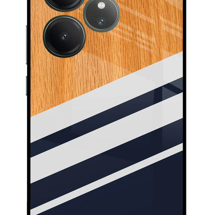 Blue and white wooden Realme GT 6 Glass Case