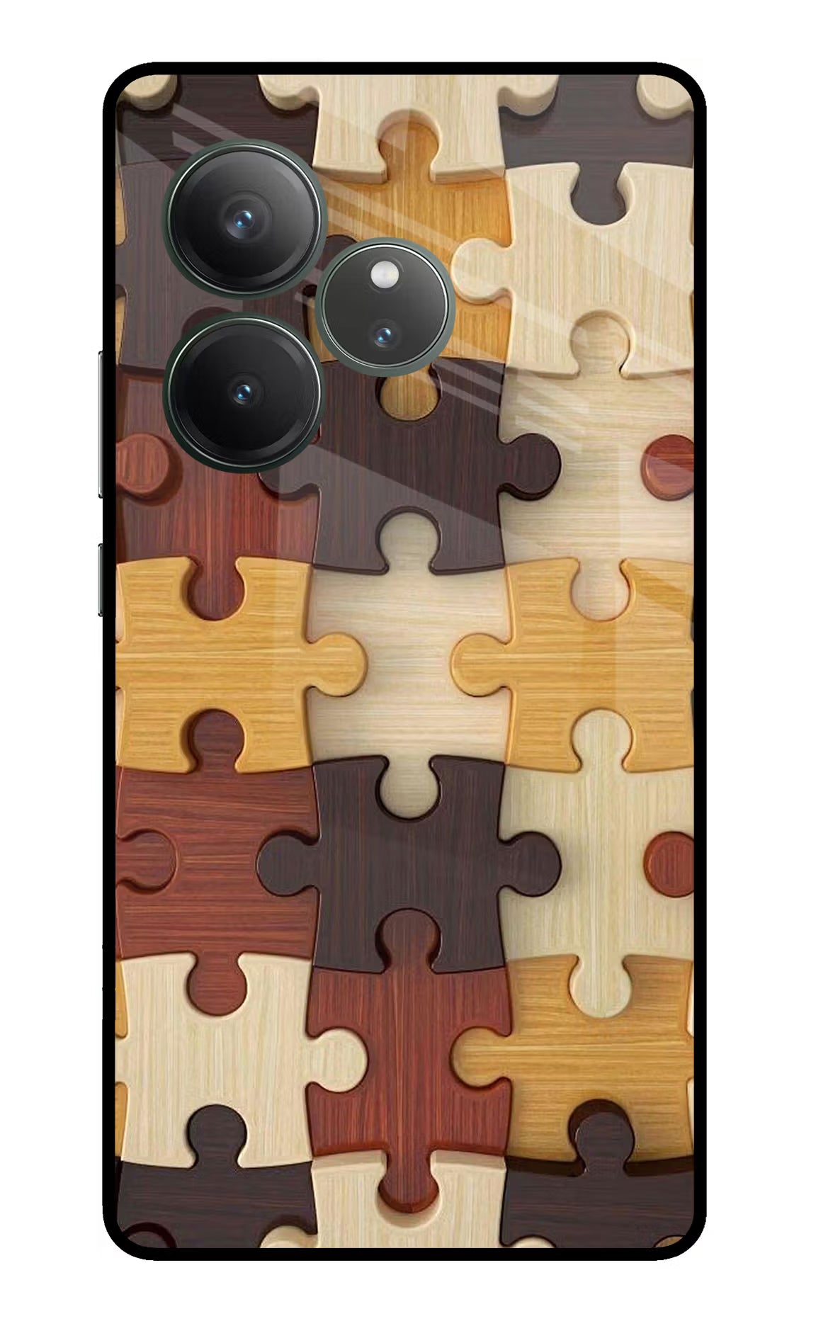 Wooden Puzzle Realme GT 6 Glass Case Back Cover by Casekaro