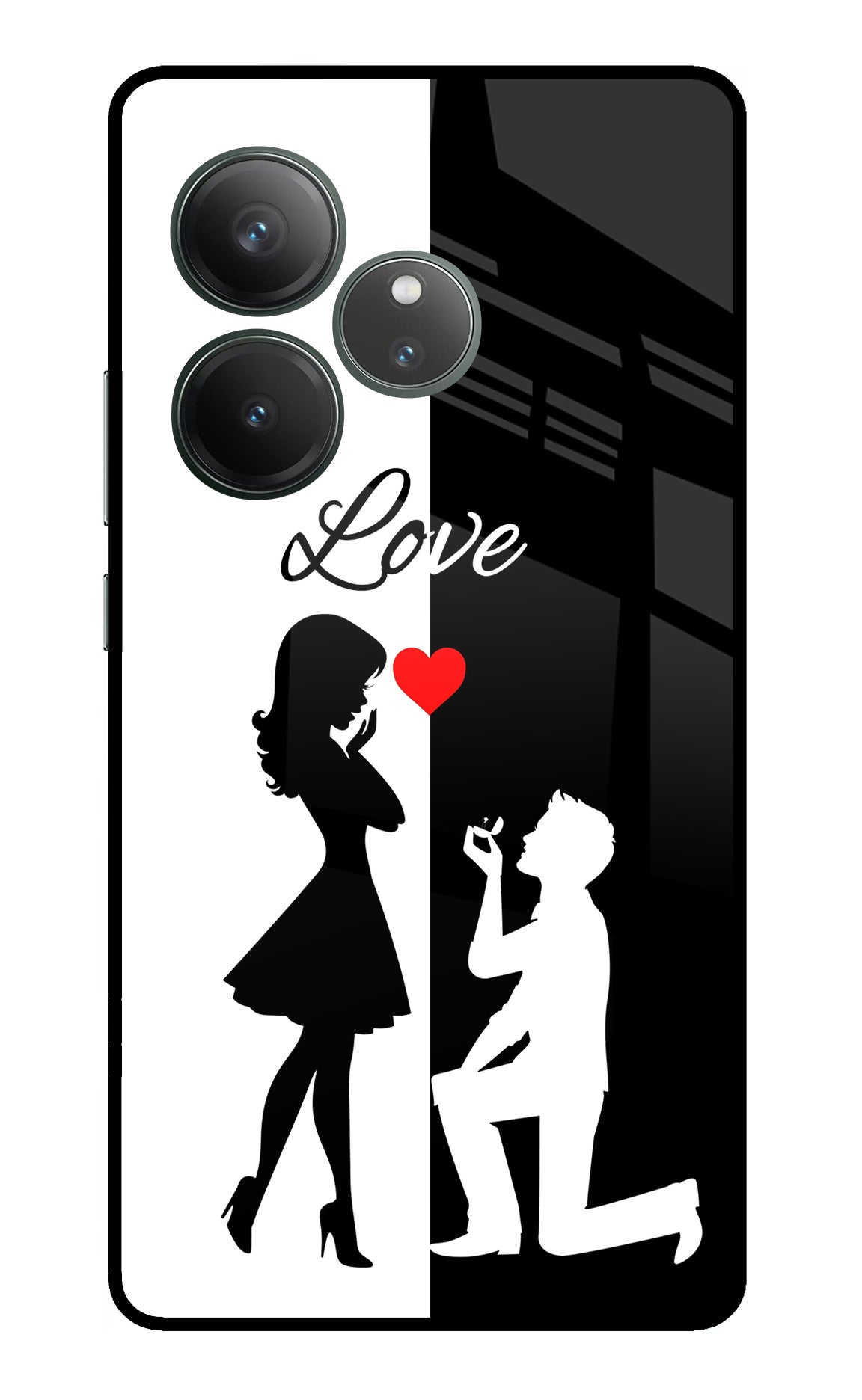 Love Propose Black And White Realme GT 6 Glass Case