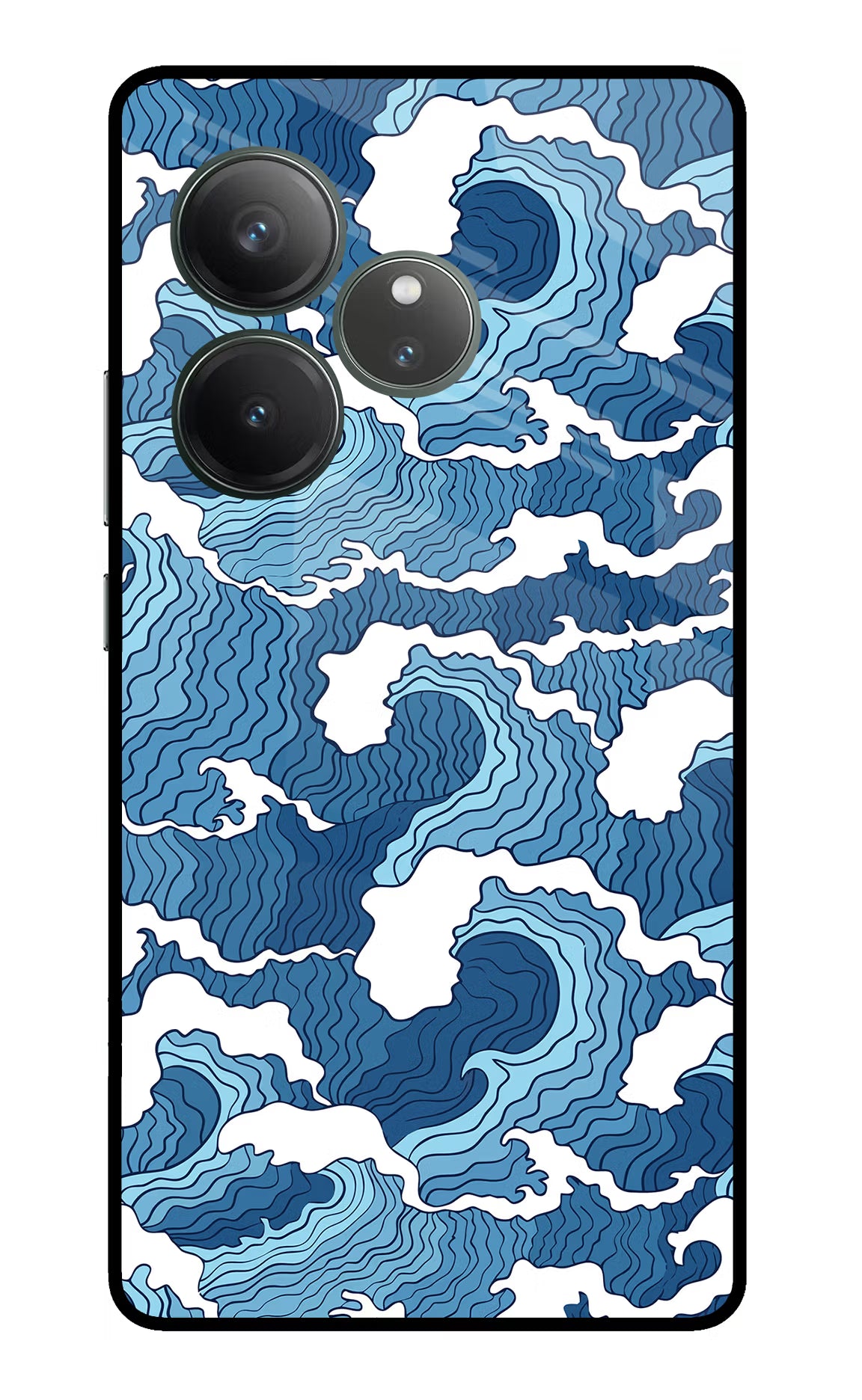 Blue Waves Realme GT 6 Glass Case Back Cover by Casekaro