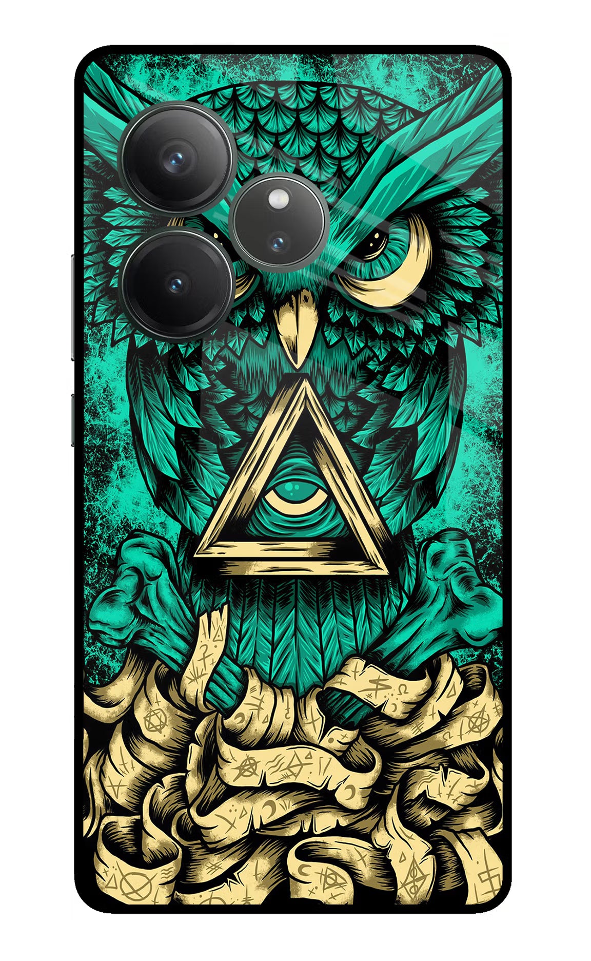 Green Owl Realme GT 6 Glass Case Back Cover by Casekaro