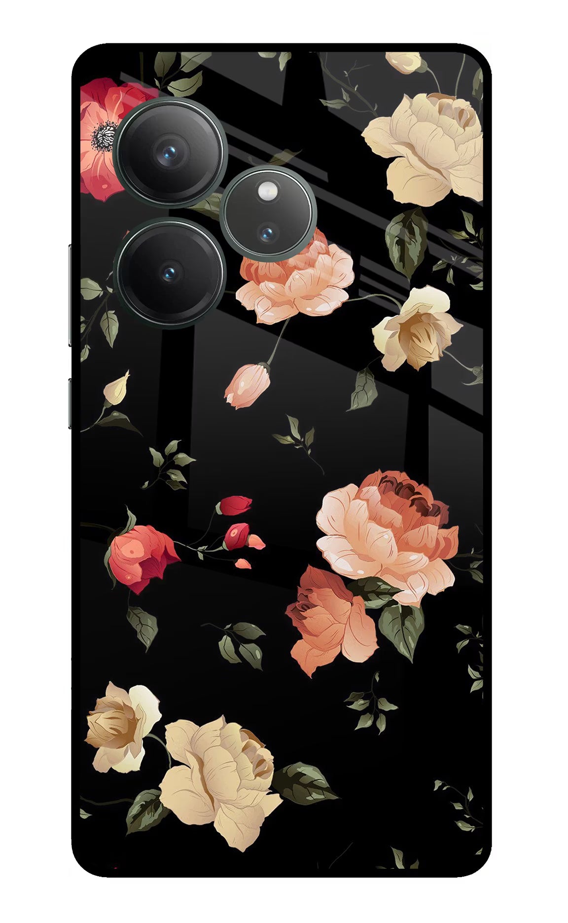 Flowers Realme GT 6 Glass Case Back Cover by Casekaro