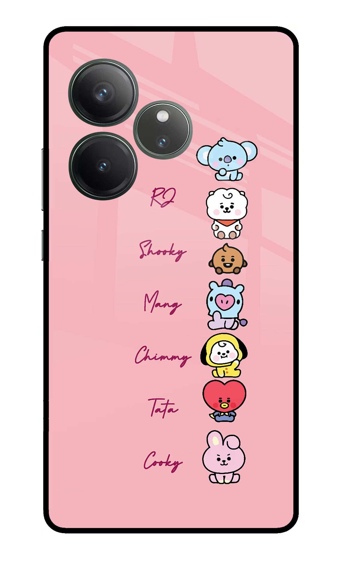 BTS names Realme GT 6 Glass Case Back Cover by Casekaro