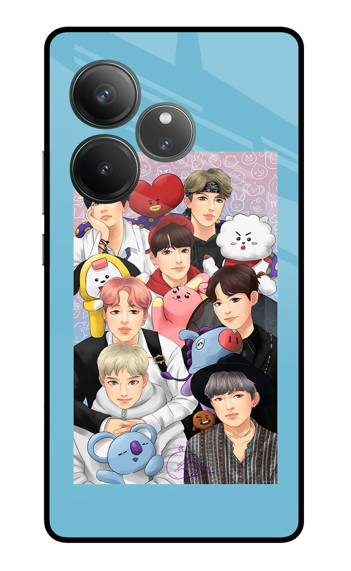 BTS with animals Realme GT 6 Glass Case