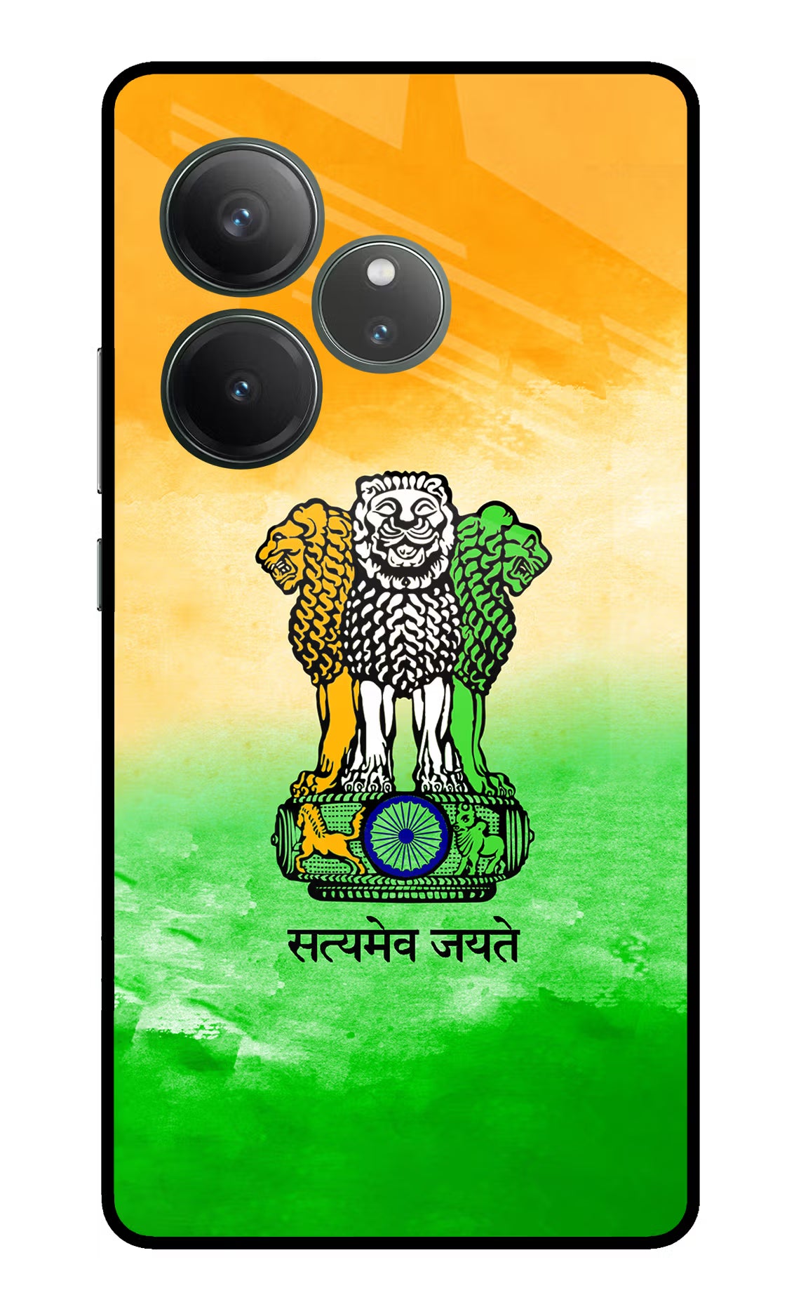 Satyamev Jayate Flag Realme GT 6 Glass Case Back Cover by Casekaro