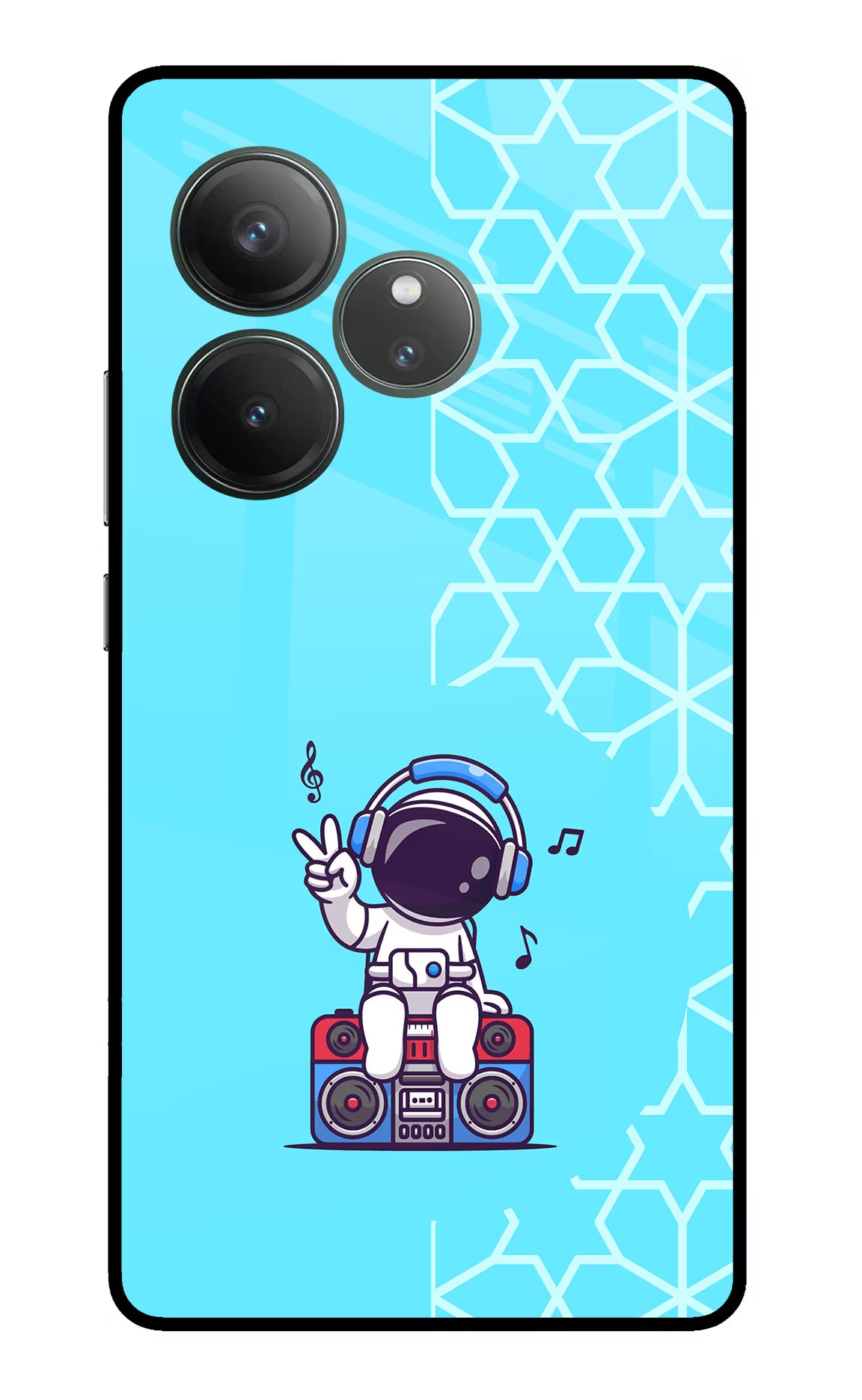 Cute Astronaut Chilling Realme GT 6 Glass Case Back Cover by Casekaro