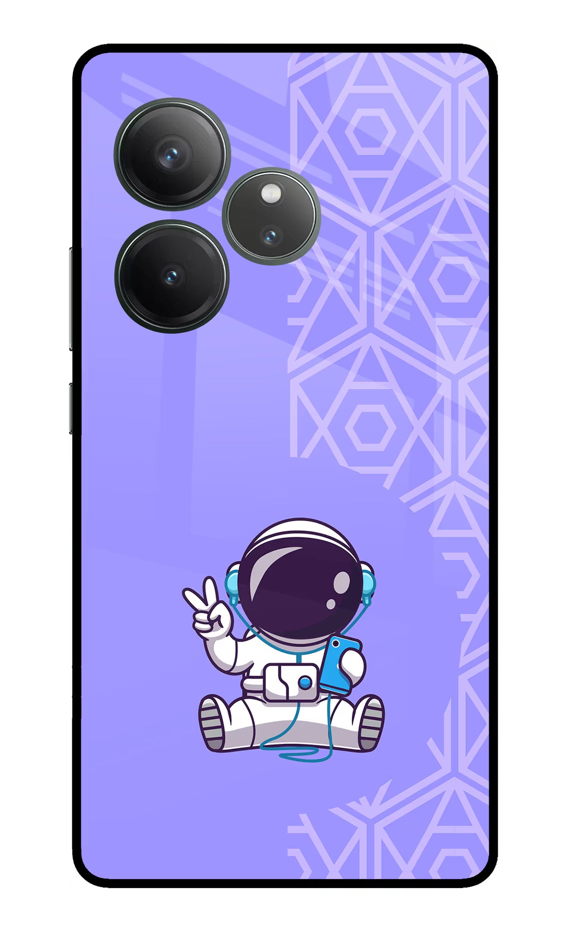 Cute Astronaut Chilling Realme GT 6 Glass Case Back Cover by Casekaro