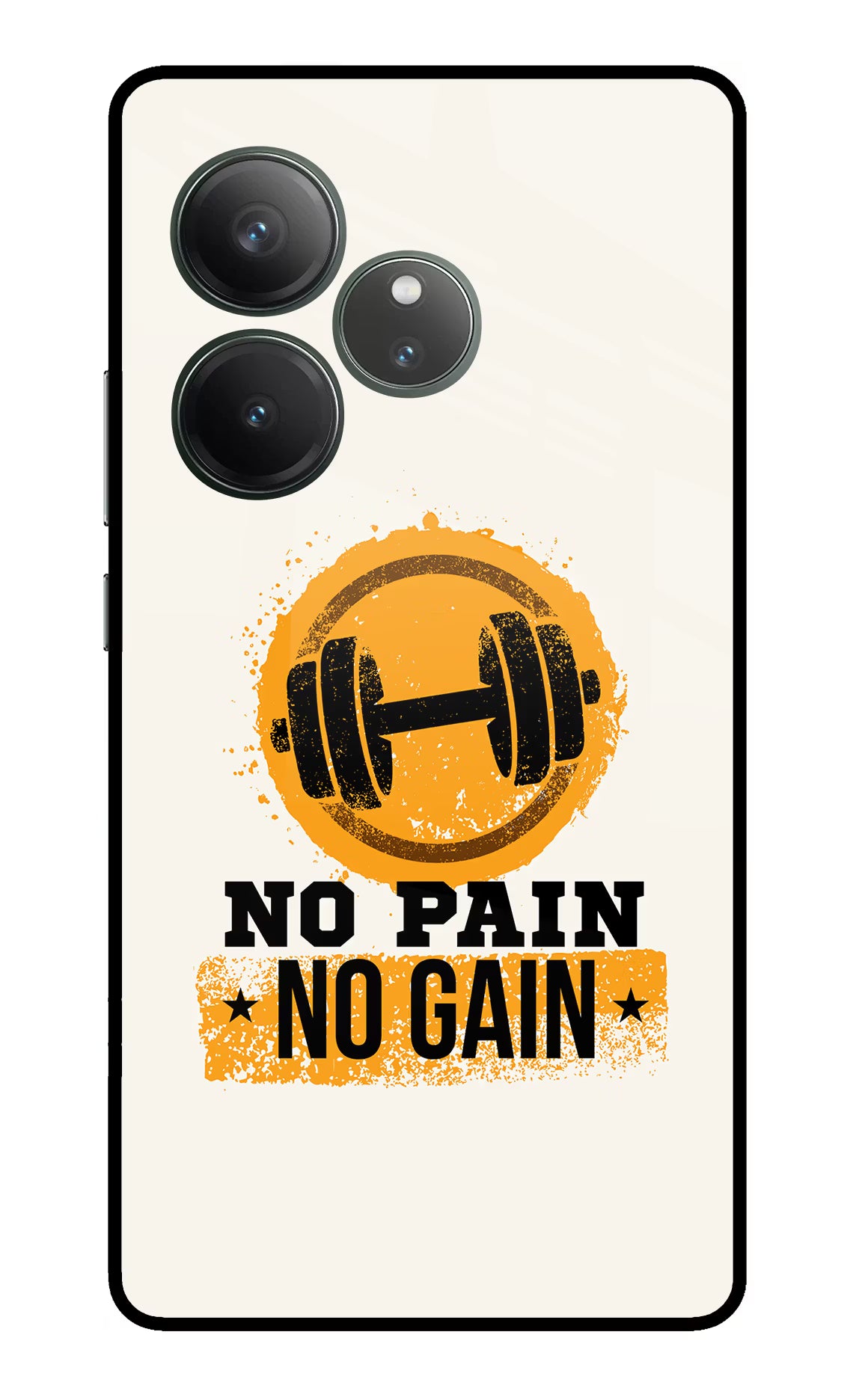 No Pain No Gain Realme GT 6 Glass Case Back Cover by Casekaro