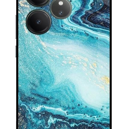 Blue Glitter Marble Realme GT 6 Glass Case