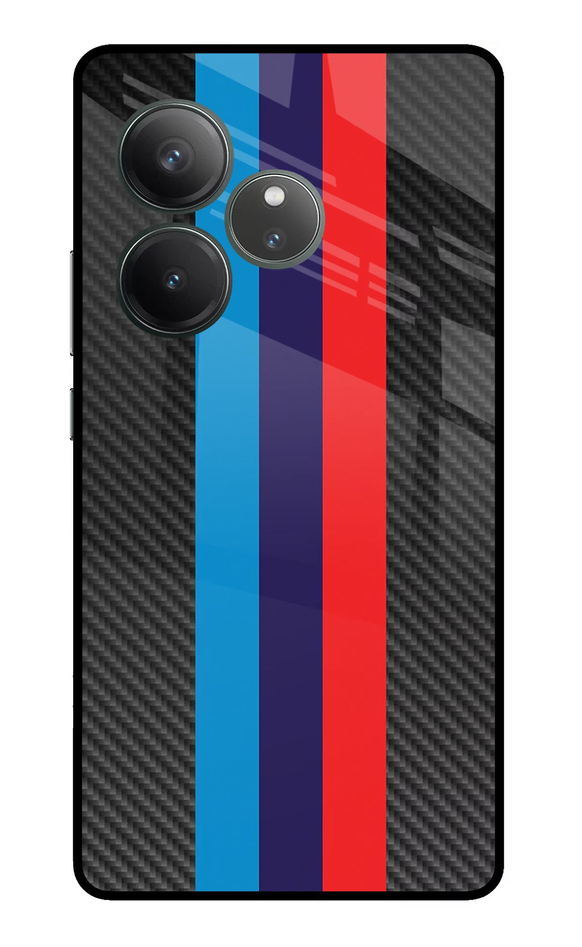 BMW Stripes Pattern Realme GT 6 Glass Case Back Cover by Casekaro