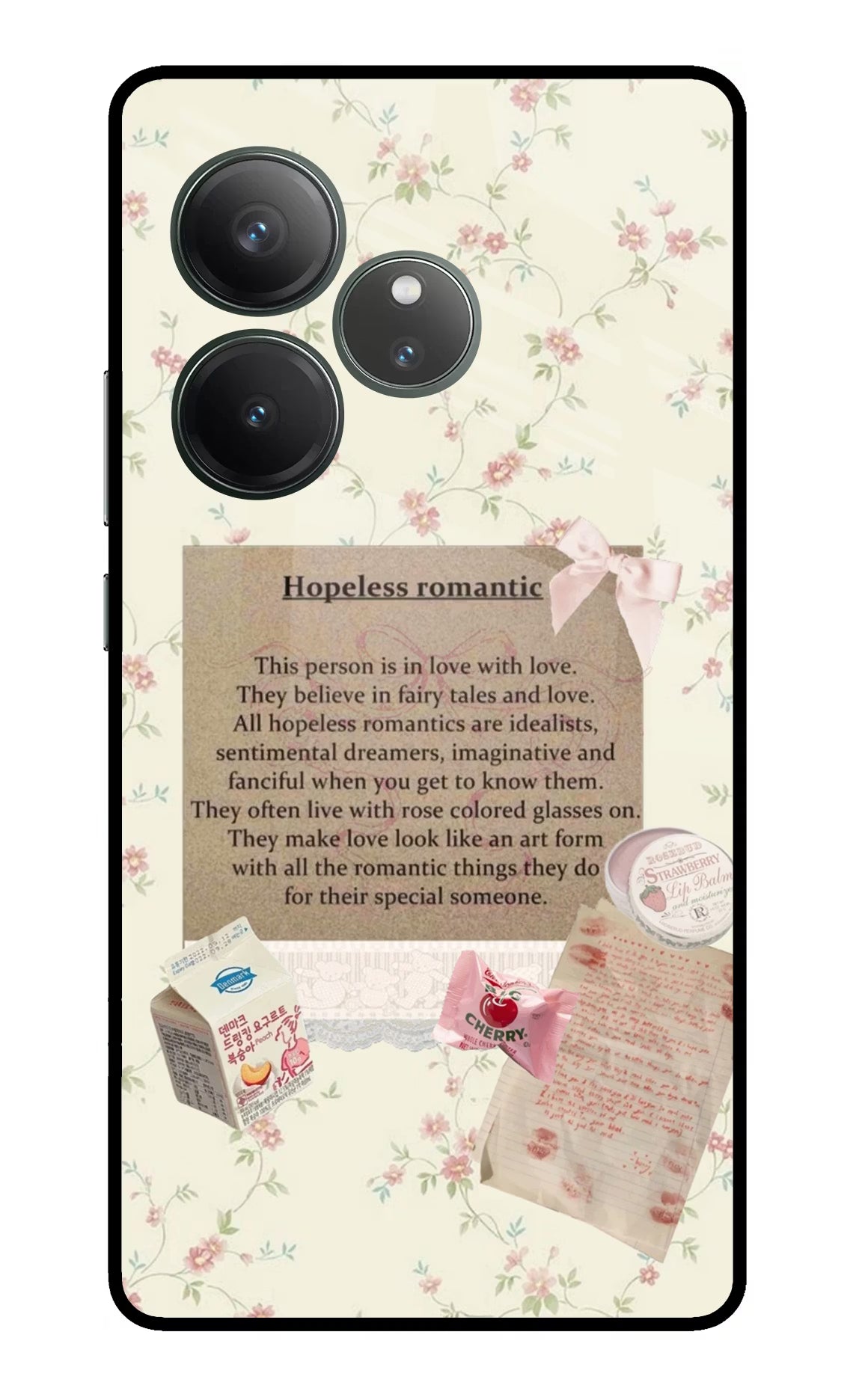 Hopeless Romantic Realme GT 6 Glass Case Back Cover by Casekaro