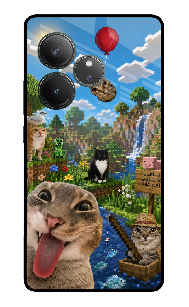 Minecraft Cat Chaos Realme GT 6 Glass Case