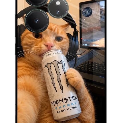 Gamer Cat Energy Realme GT 6 Glass Case Back Cover by Casekaro