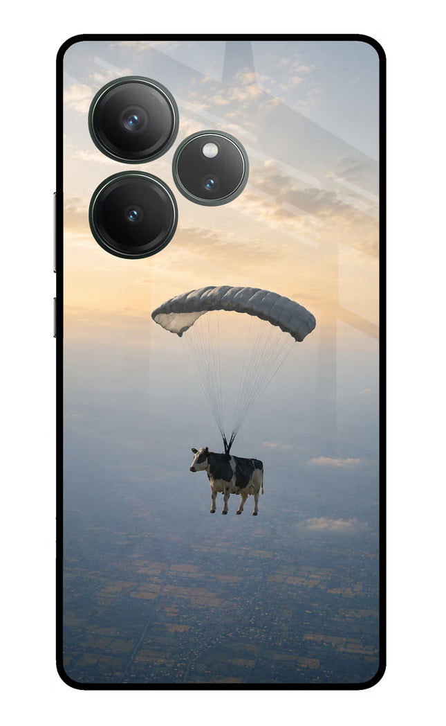 Skydiving Cow Realme GT 6 Glass Case