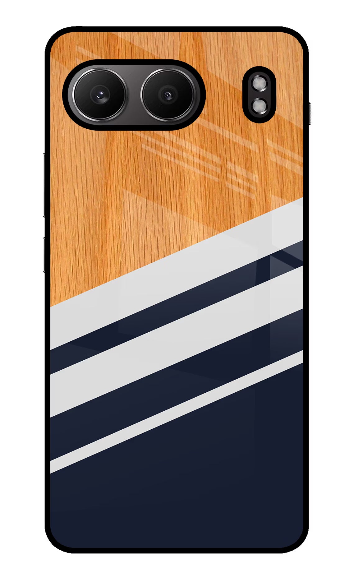 Blue and white wooden OnePlus Nord 4 Glass Case Back Cover by Casekaro