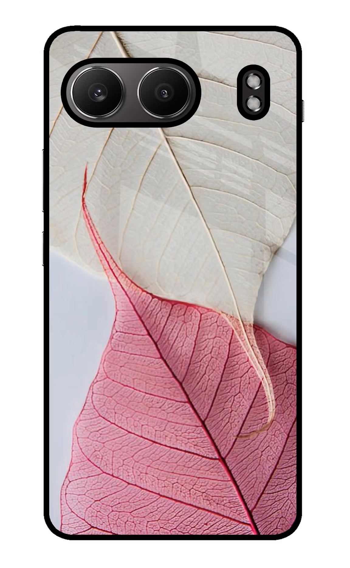White Pink Leaf OnePlus Nord 4 Glass Case Back Cover by Casekaro