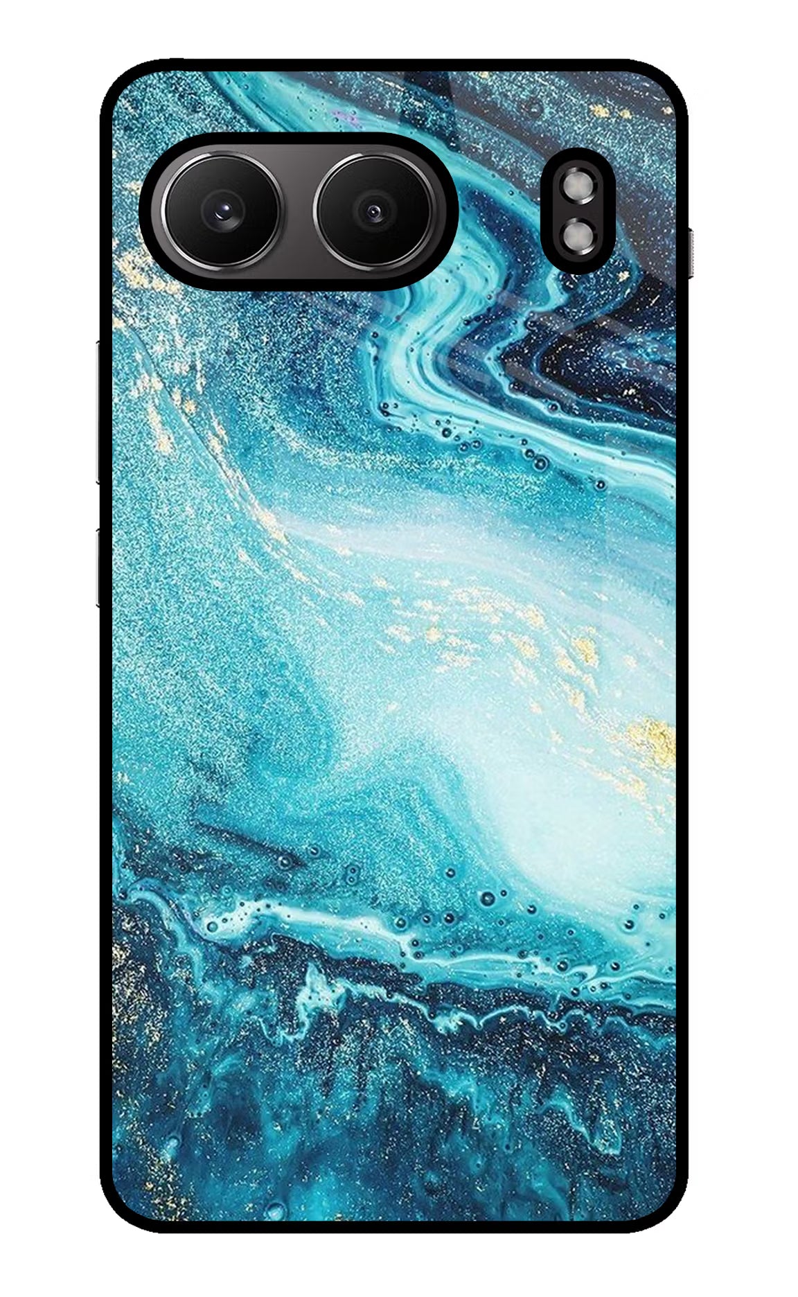 Blue Glitter Marble OnePlus Nord 4 Glass Case Back Cover by Casekaro