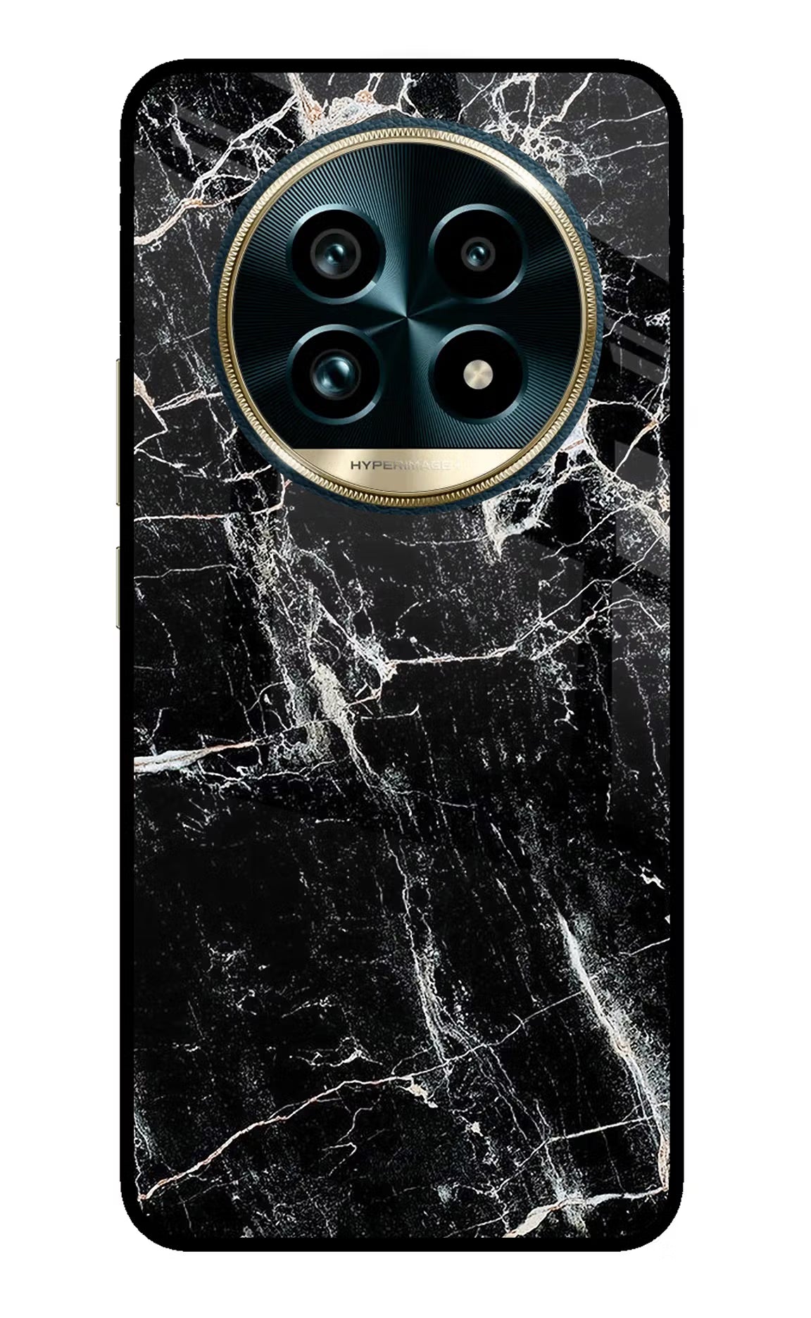 Black Marble Texture Realme 13 Pro+ 5G Glass Case Back Cover by Casekaro