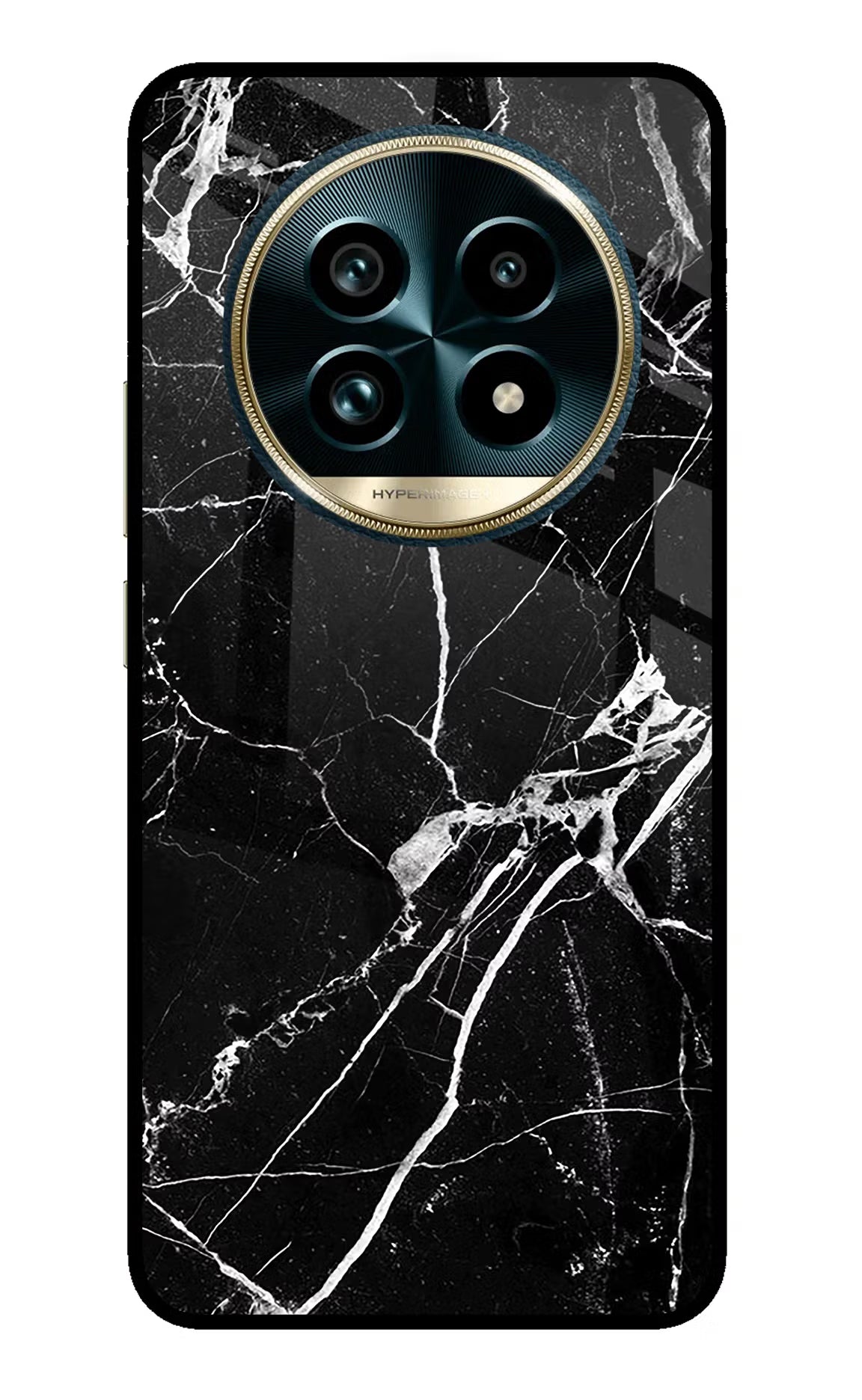 Black Marble Pattern Realme 13 Pro+ 5G Glass Case Back Cover by Casekaro