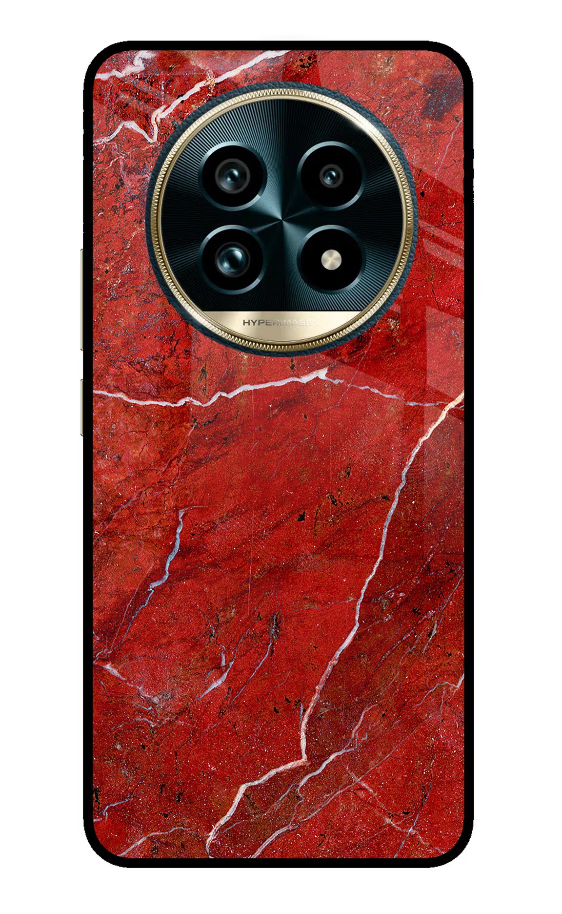 Red Marble Design Realme 13 Pro+ 5G Glass Case Back Cover by Casekaro