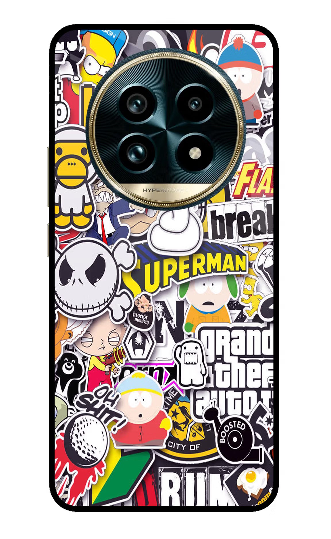 Sticker Bomb Realme 13 Pro+ 5G Glass Case Back Cover by Casekaro