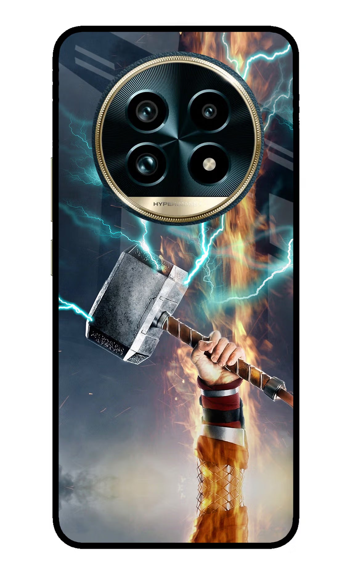 Thor Hammer Mjolnir Realme 13 Pro+ 5G Glass Case Back Cover by Casekaro