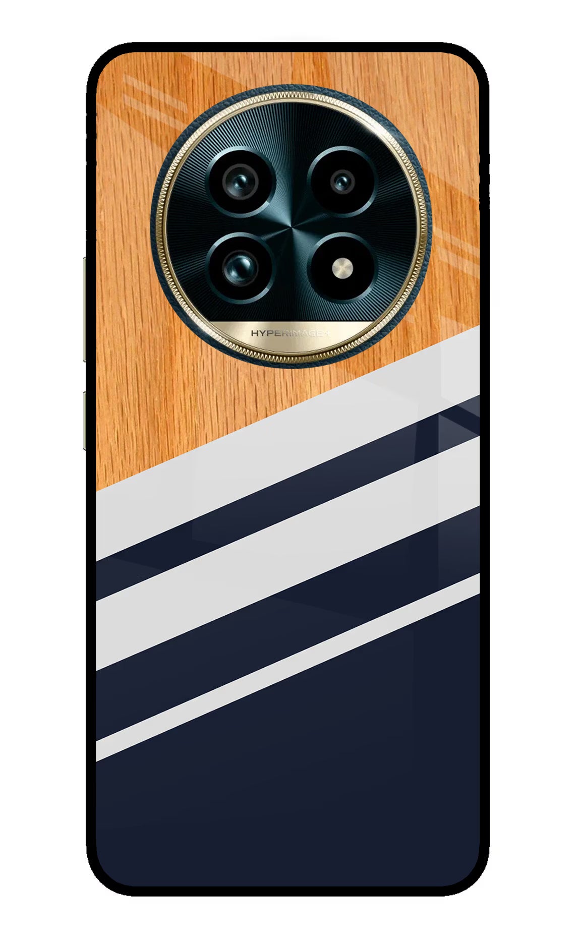 Blue and white wooden Realme 13 Pro+ 5G Glass Case Back Cover by Casekaro